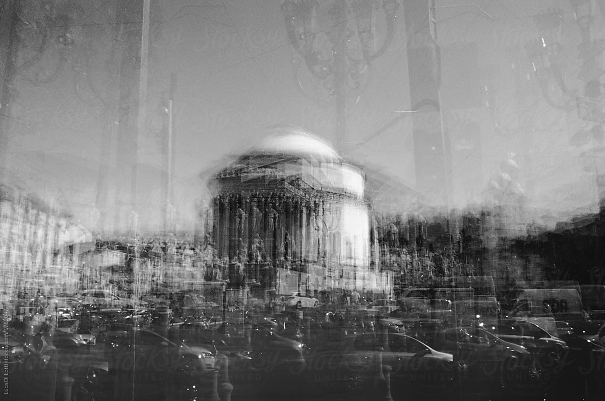 Multiple exposure on film of a historical church