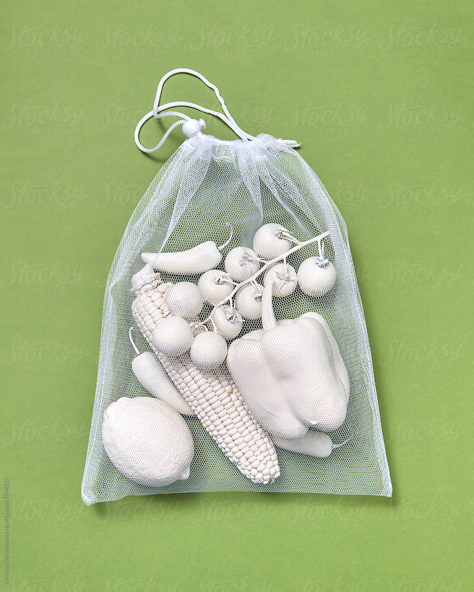 Painted white vegetables in a pack.