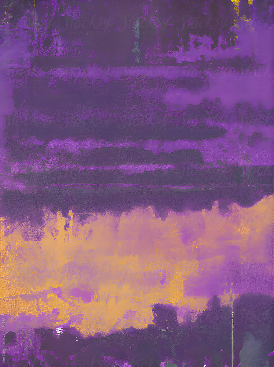 an abstract painting of a purple and yellow