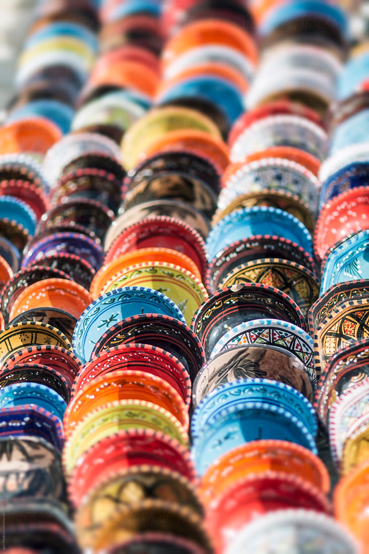 colorful decorative plates on the Arab market
