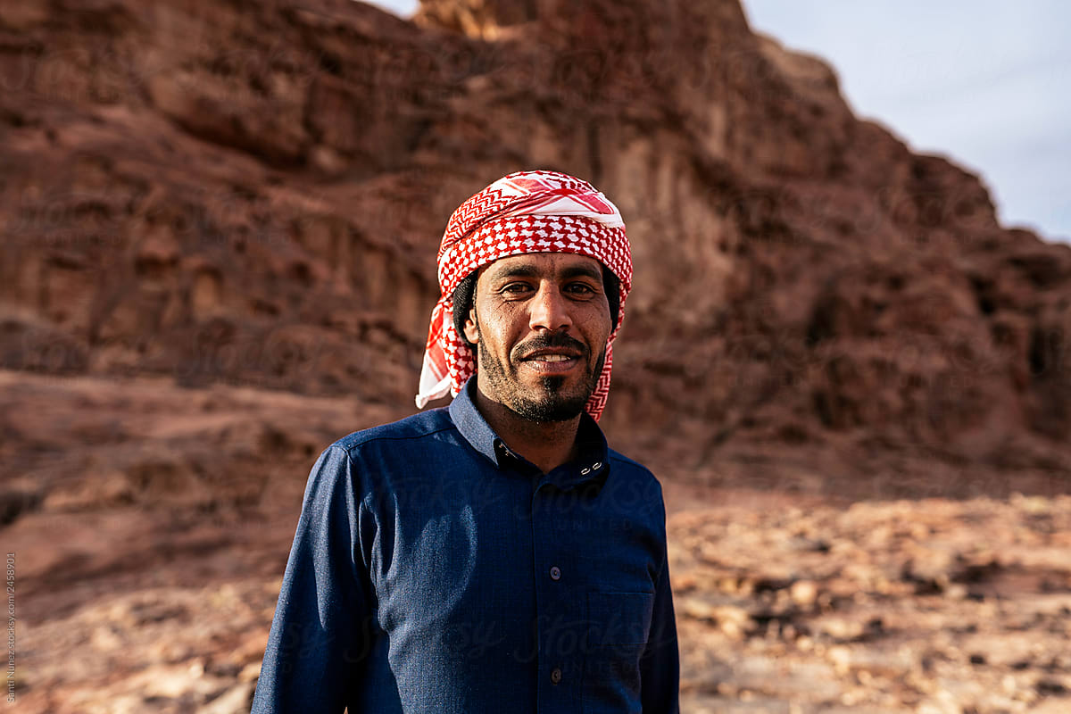 Arabic Man Standing Near Mountains