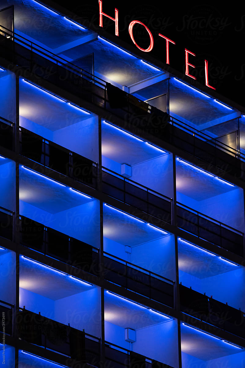 Background of Hotel building at night