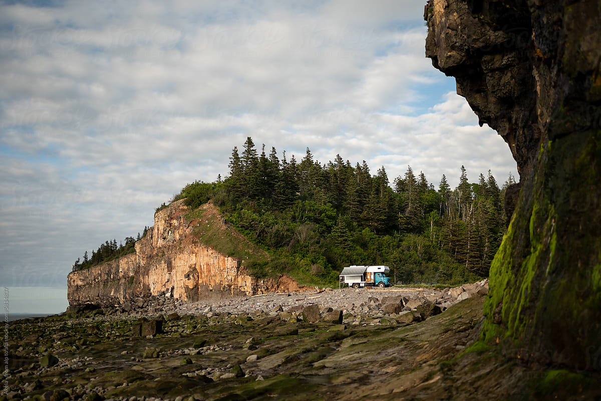 camper van in rugged wilderness