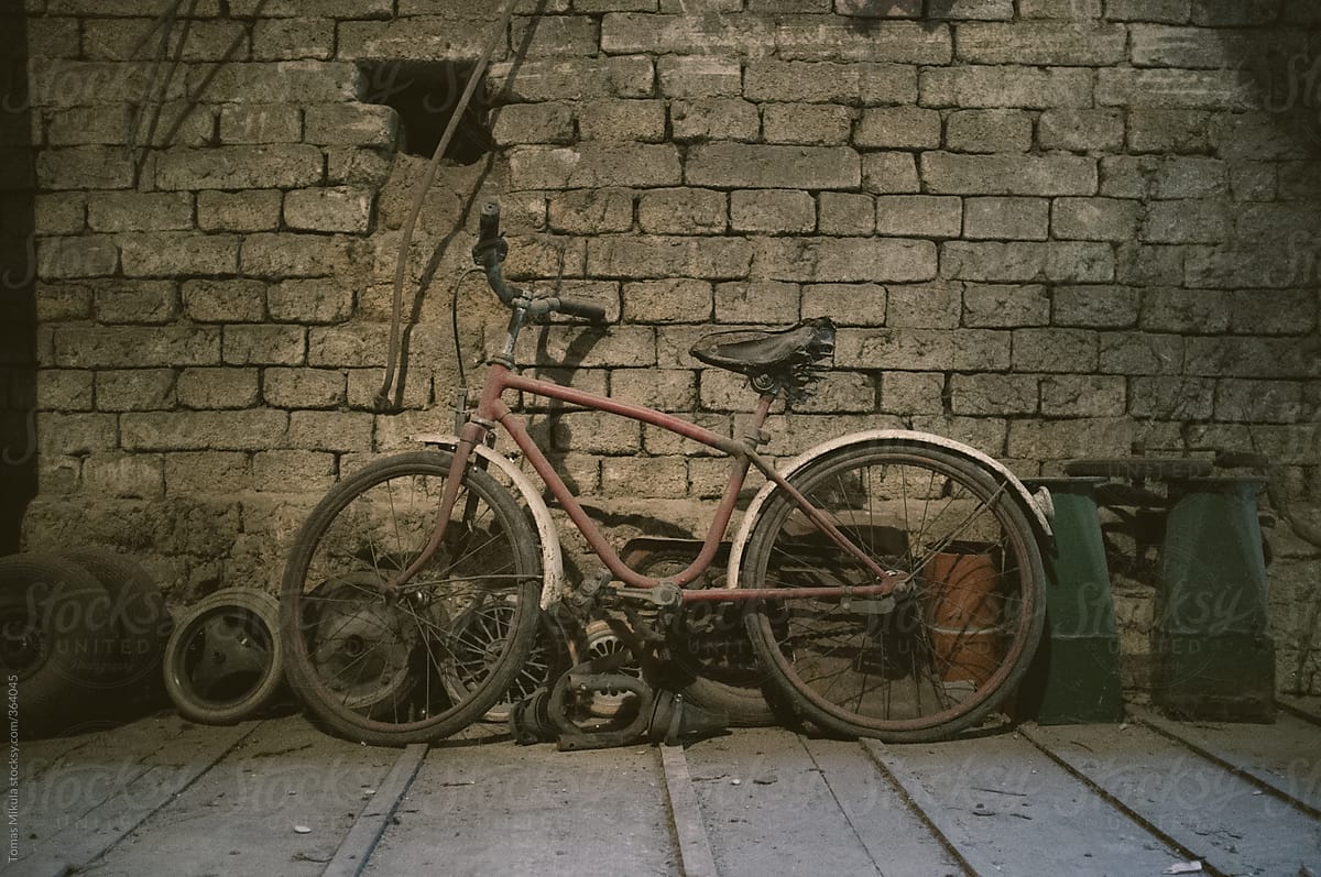 Old bicycle on the attic