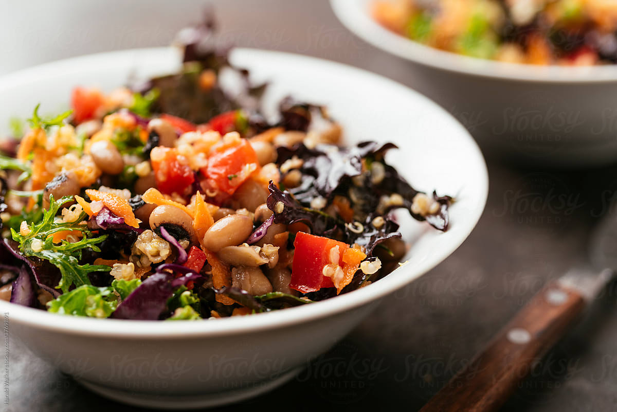 Colorful black-eyed pea and quinoa salad