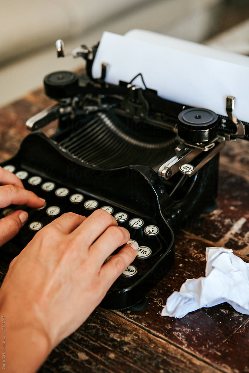 Typing on an vintage typewriter