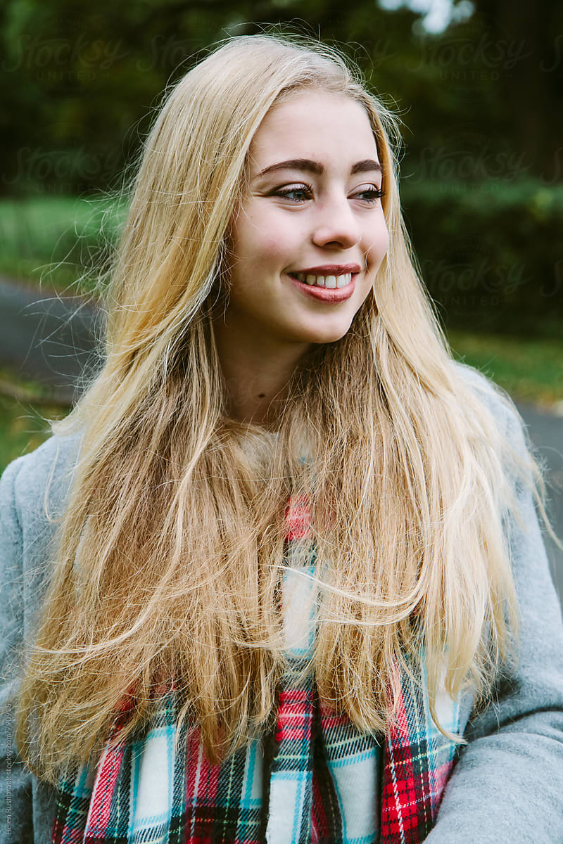 Beautiful Blonde Teenage Girl Outdoors By Helen Rushbrook