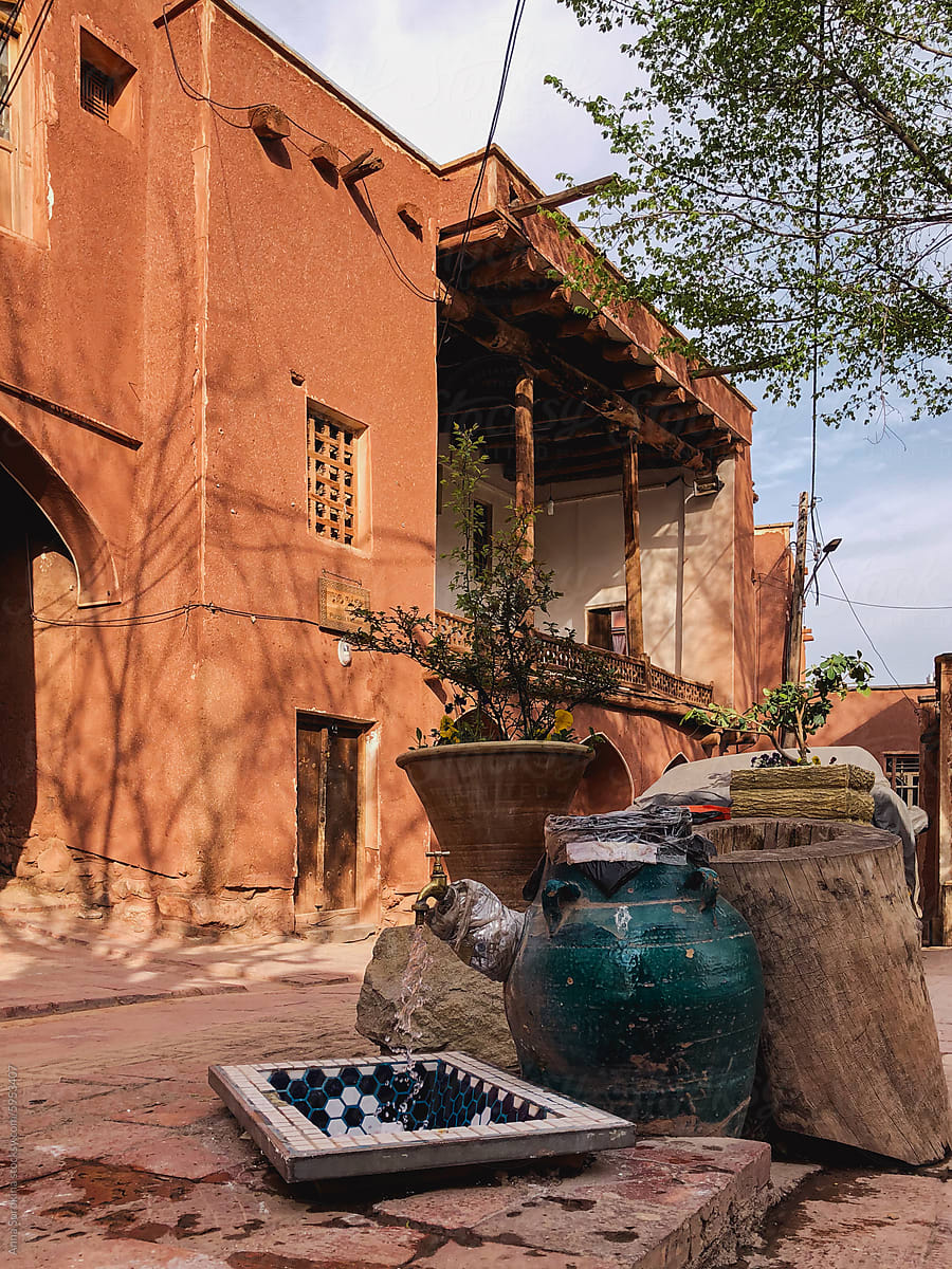 Rustic Charm of Abyaneh Village Courtyard in Iran