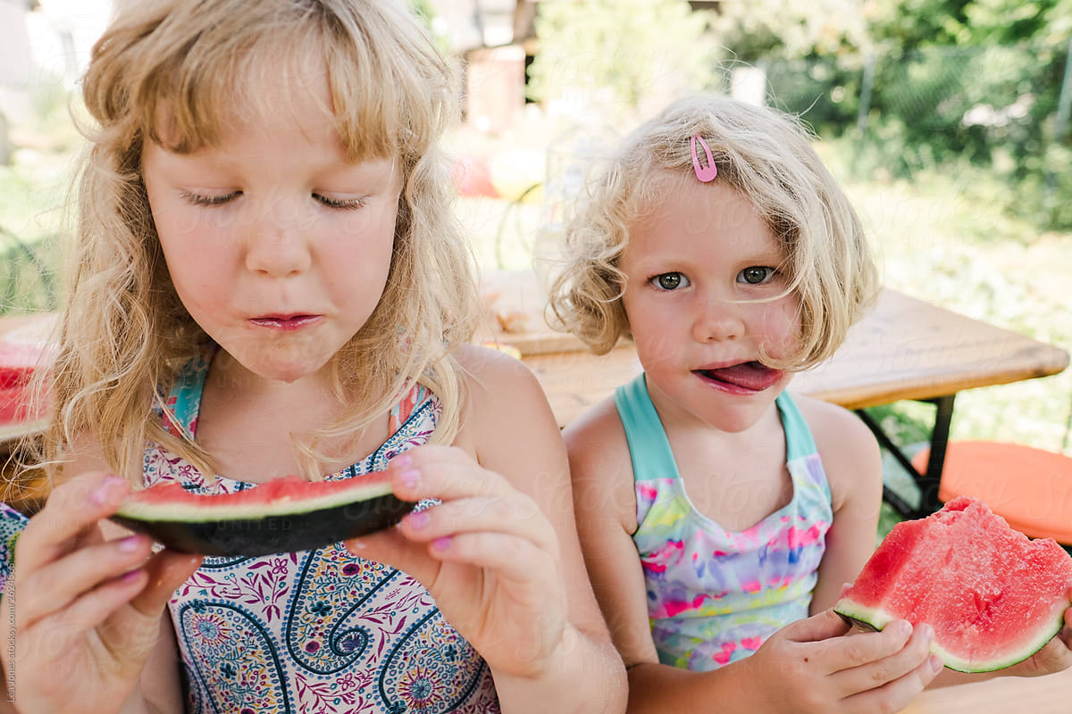 Little Blonde Girls Eating Watermelon Porléa Jones