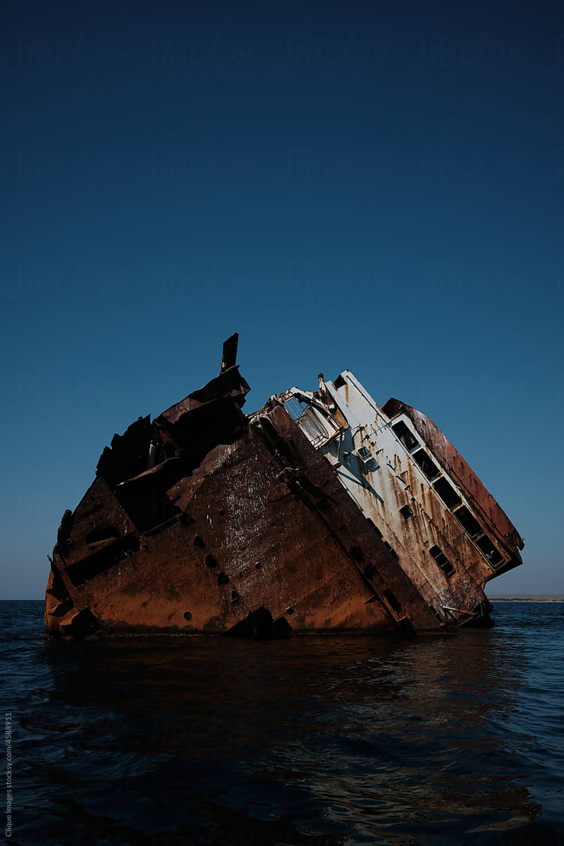Abandoned Ship In The Sea
