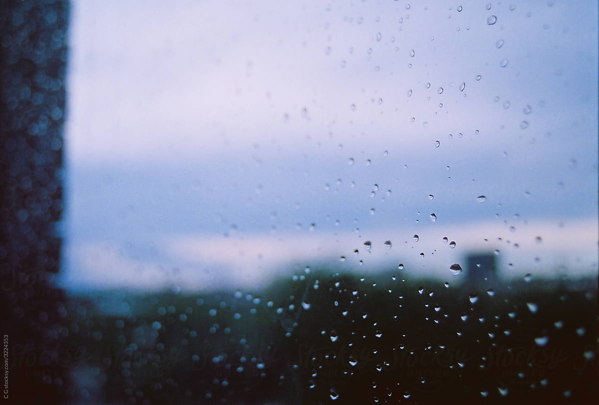 Rainy Window at Dusk