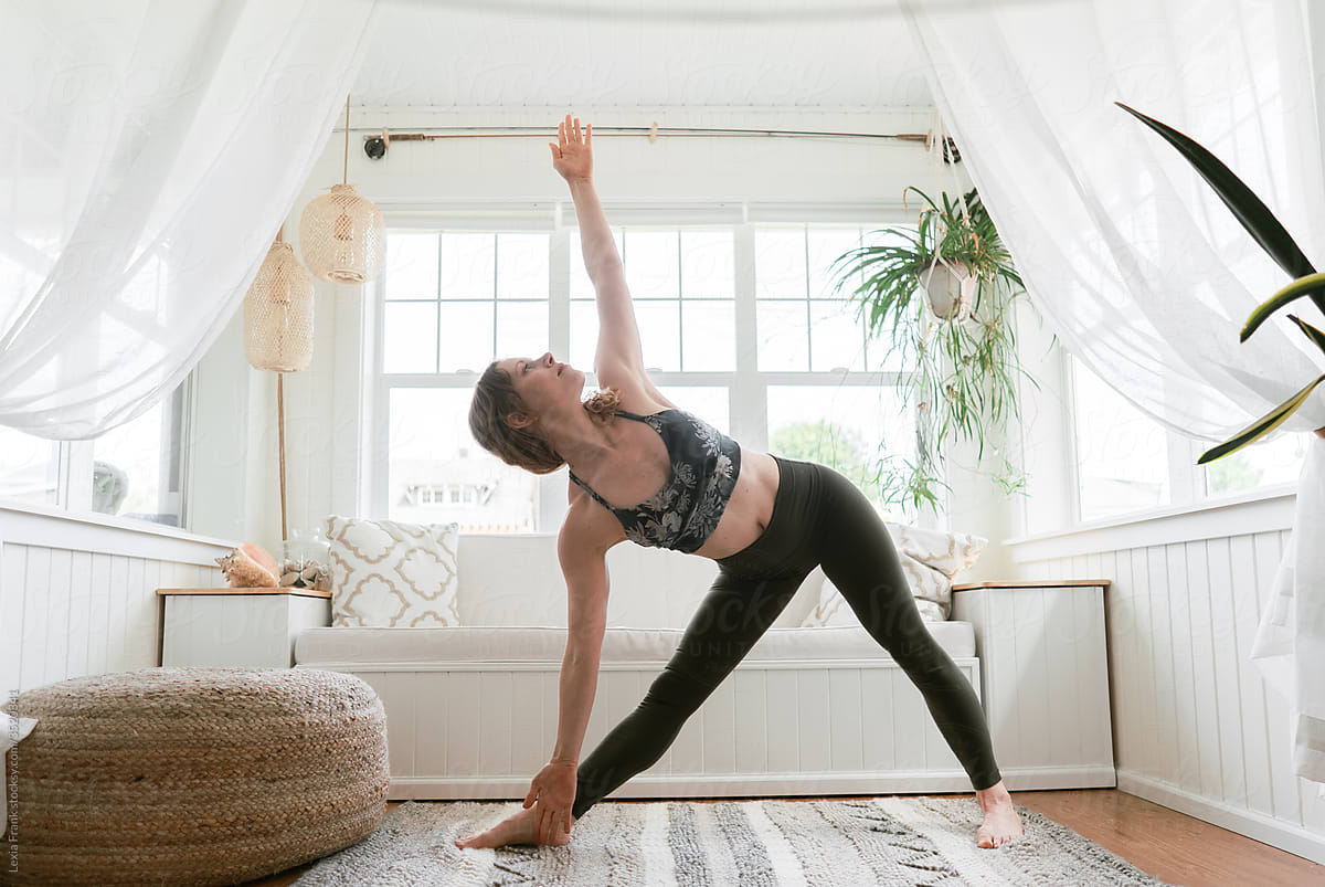 living room yoga at home