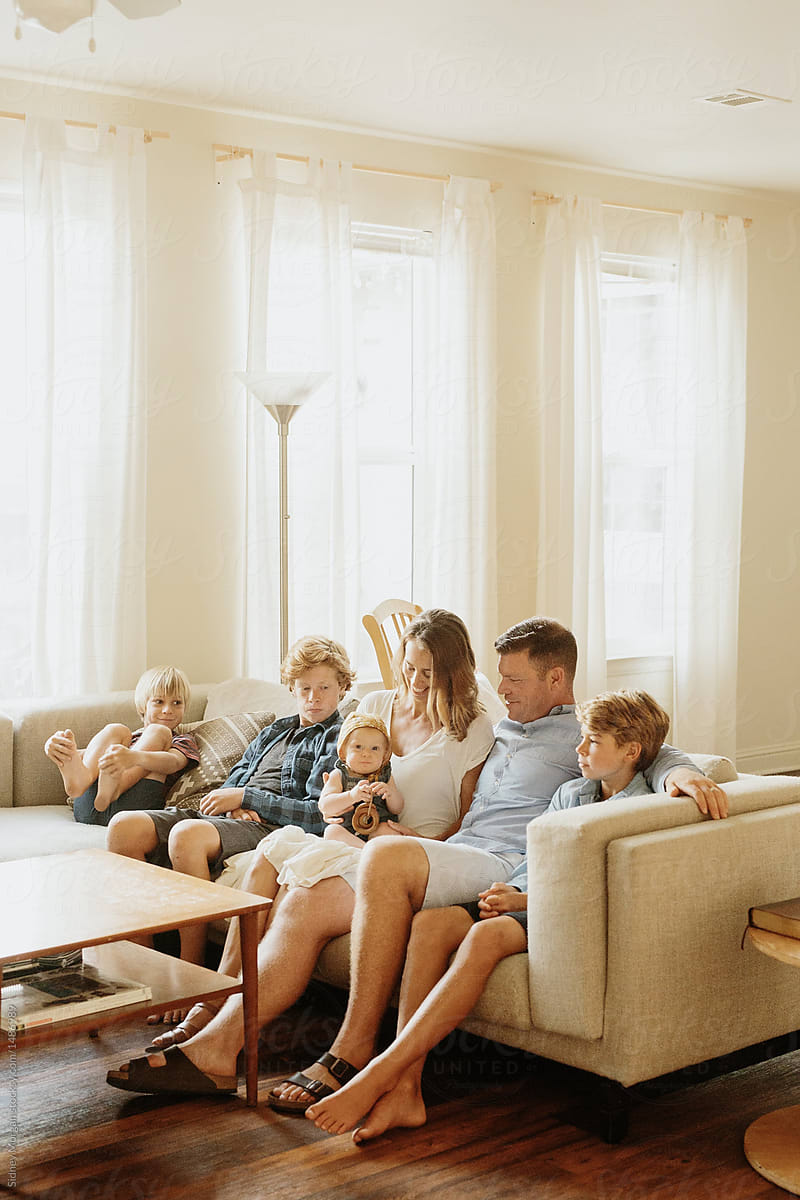 Candid Family Scene In A Living Room By, Family Living Room