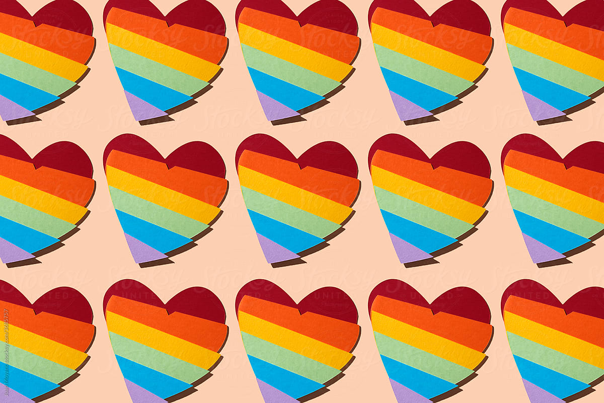mosaic of rainbow hearts