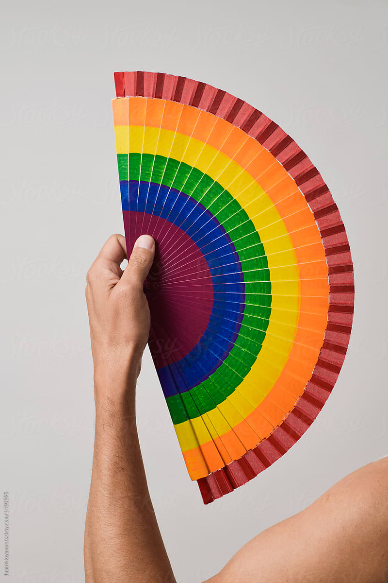 rainbow hand fan