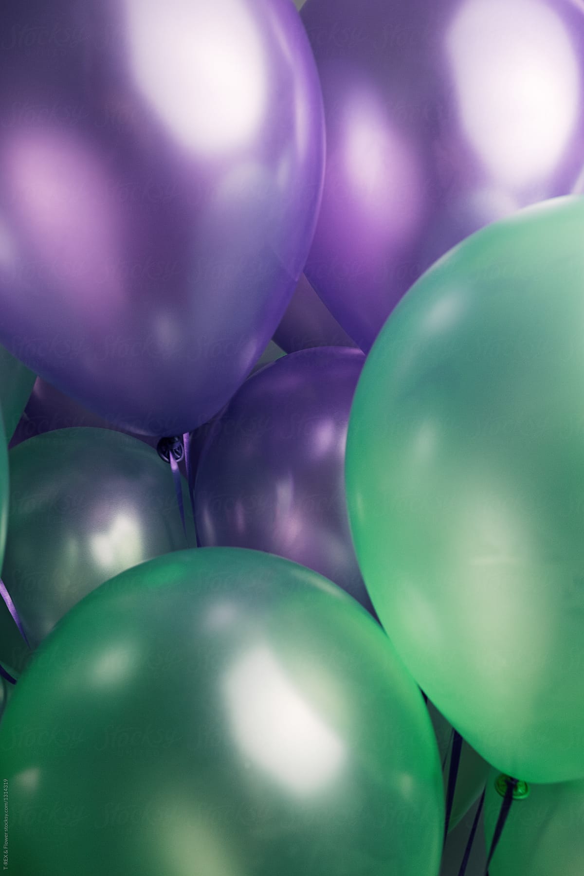 Green and purple balloons