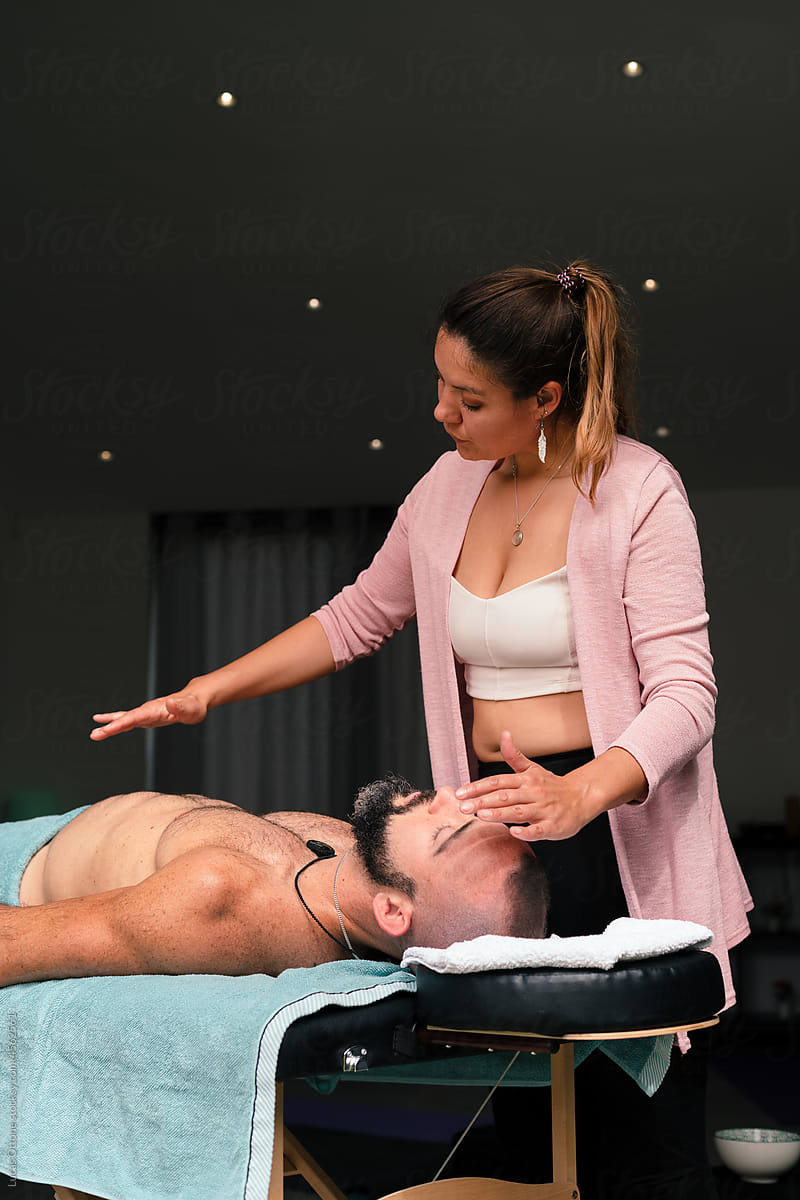 Man receiving energy healing