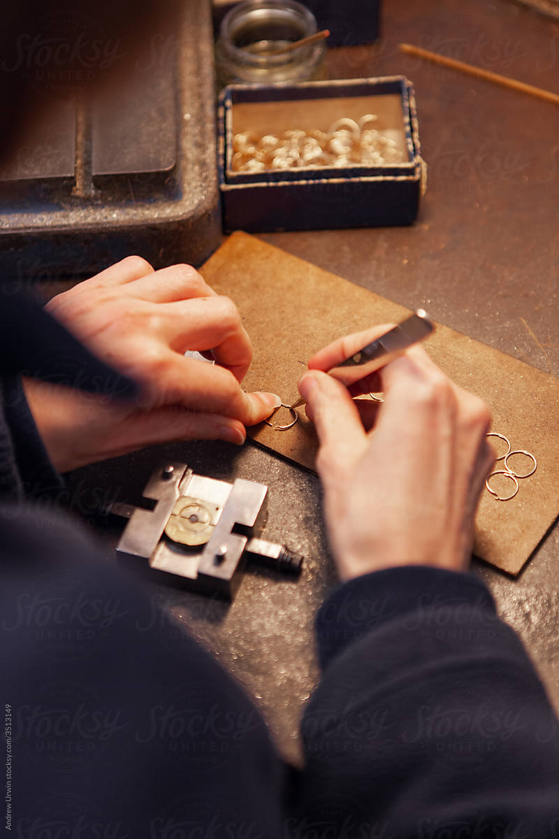 A small piece of jewellery is being hand made