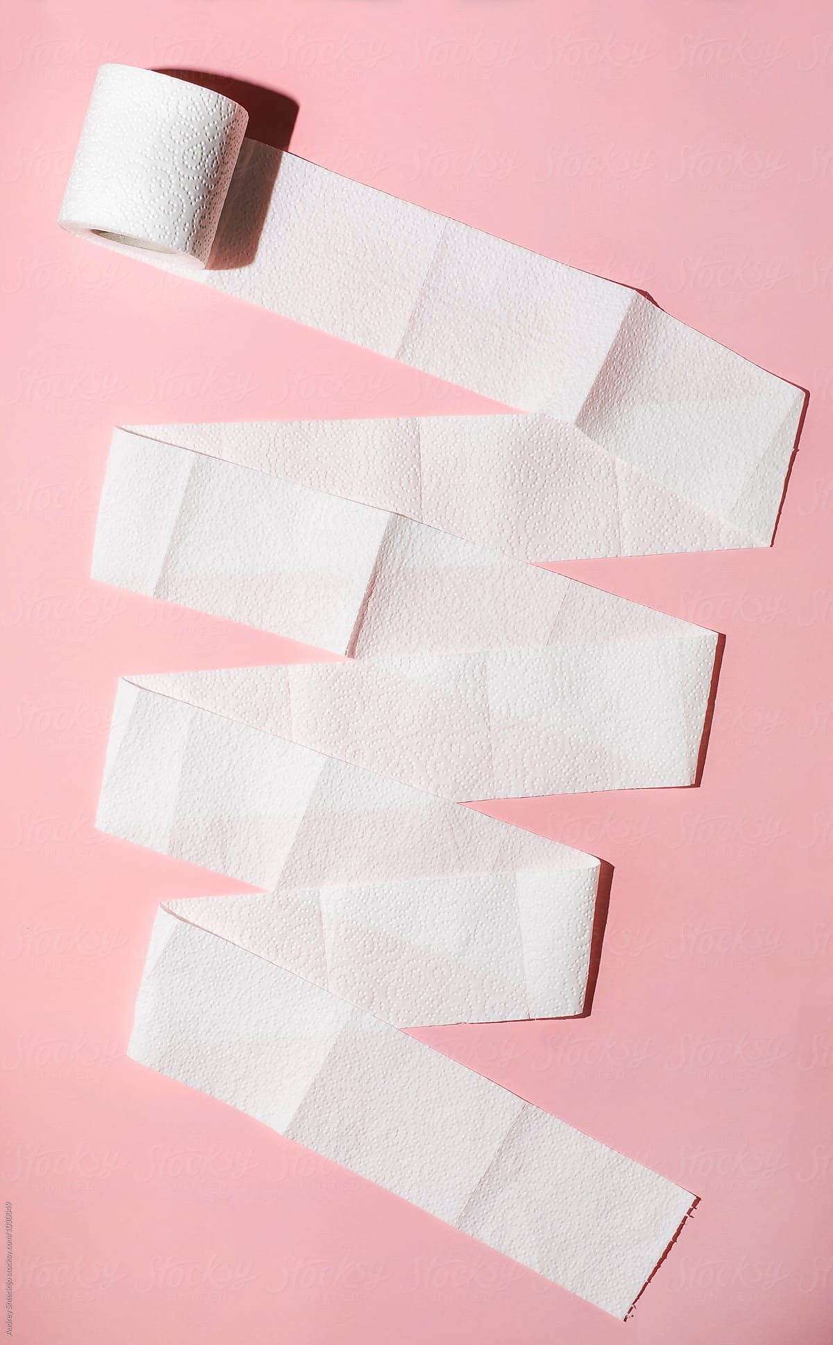 Toilet Paper Rolls On Pink Background. by Stocksy Contributor AUDSHULE -  Stocksy