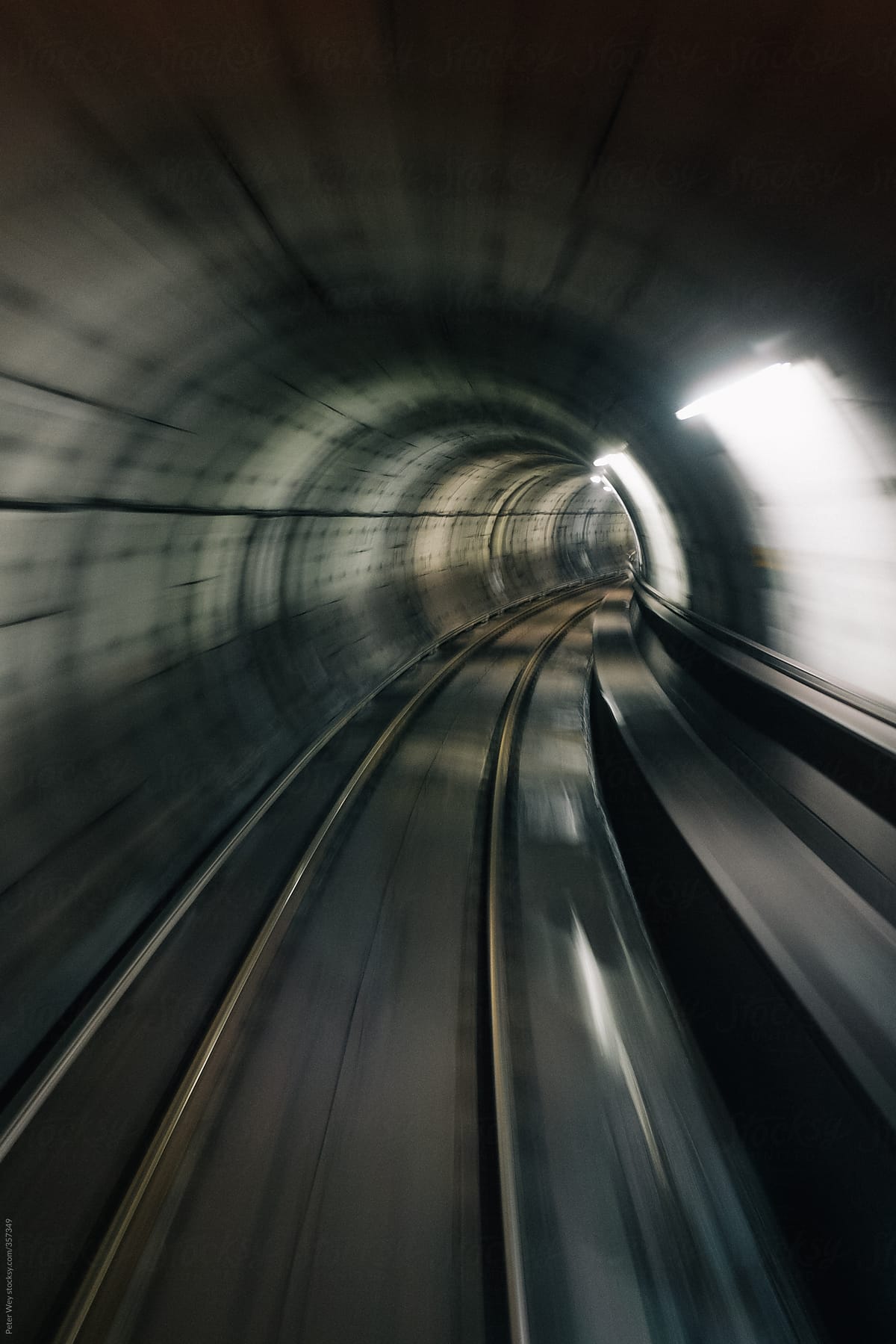 Motion blurred view of underground tunnel