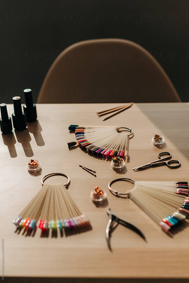 Nail design tools on the table