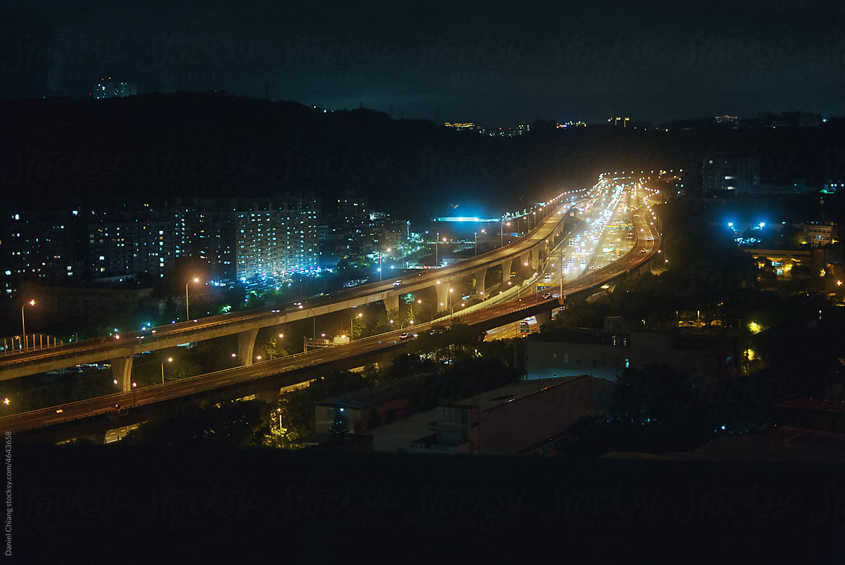 Night High Speed Rail In Taiwan