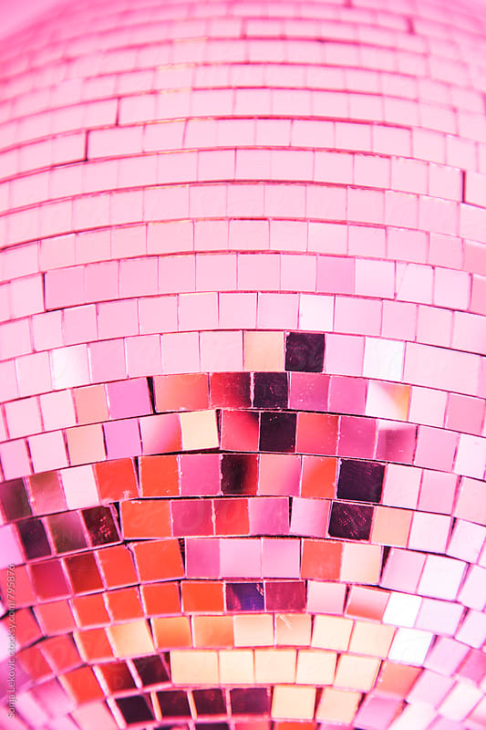 pink shiny disco ball party background by Sonja Lekovic - Stocksy United