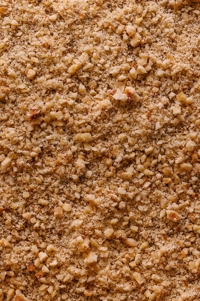Close-Up of Crushed Walnuts in Georgian Cooking