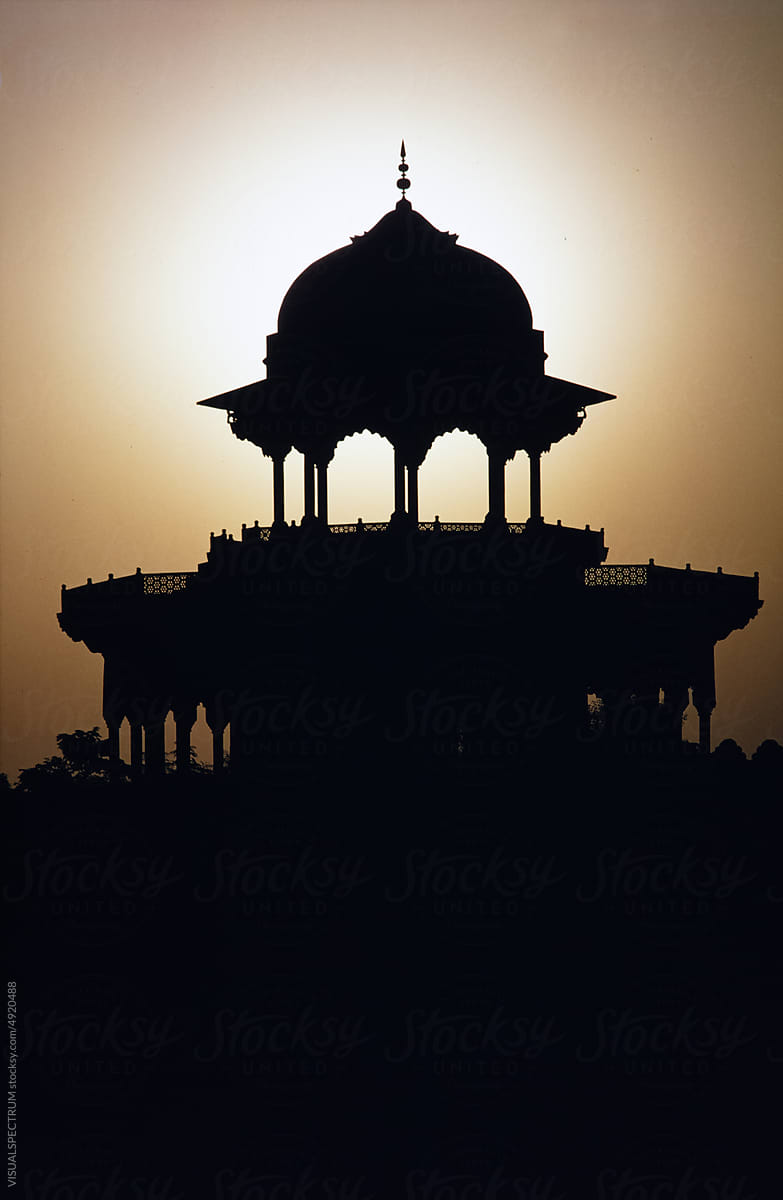 Taj Mahal Temple Detail Silhouette