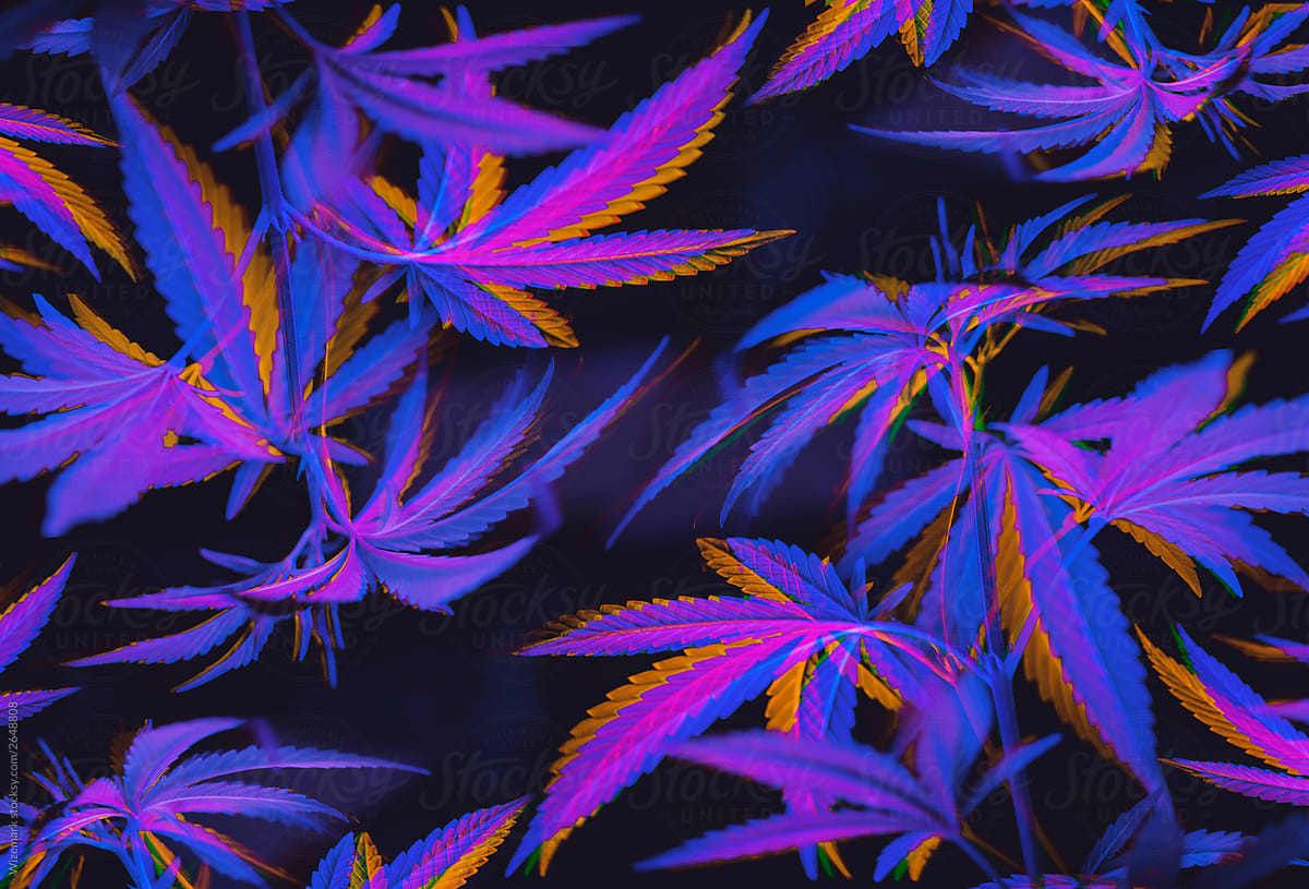 Colorful, vibrant and funky, abstract glitch cannabis/marijuana