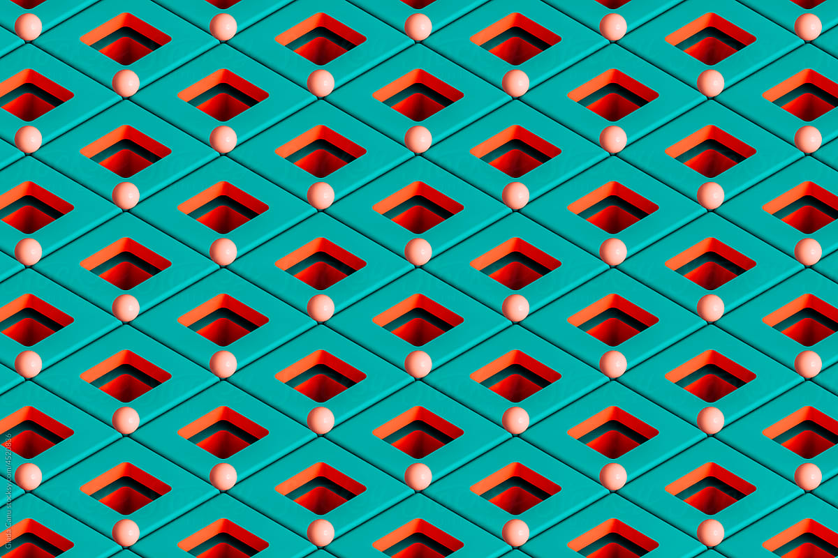 3d rendered pattern of cubes with holes