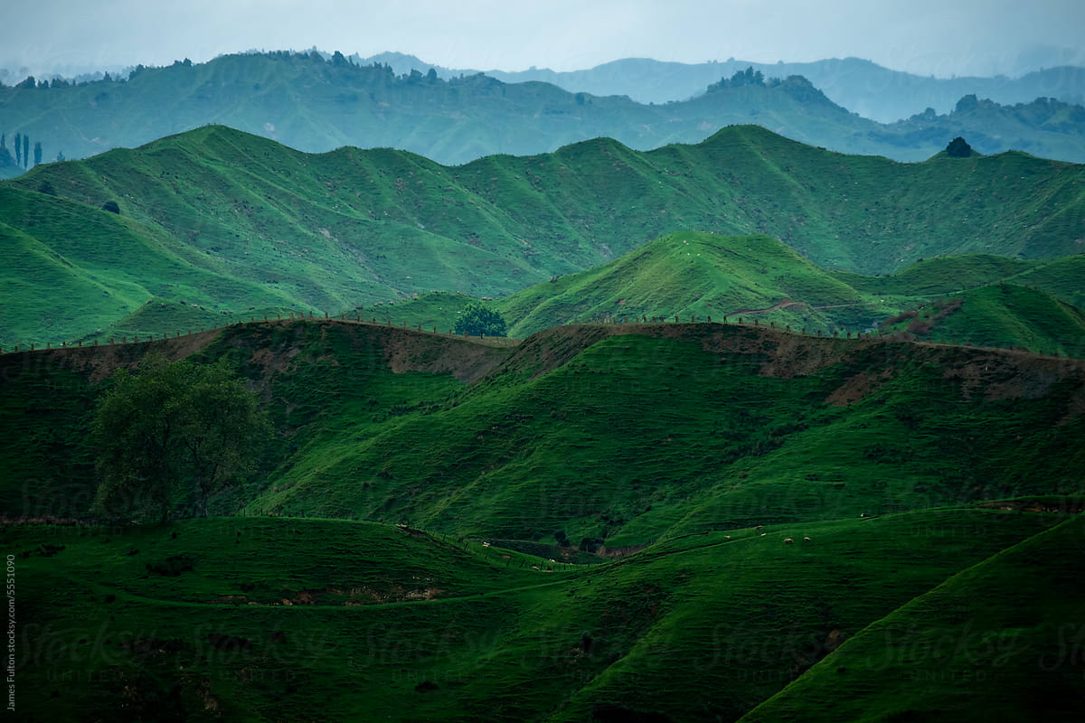Green Mountains layered in the countryside
