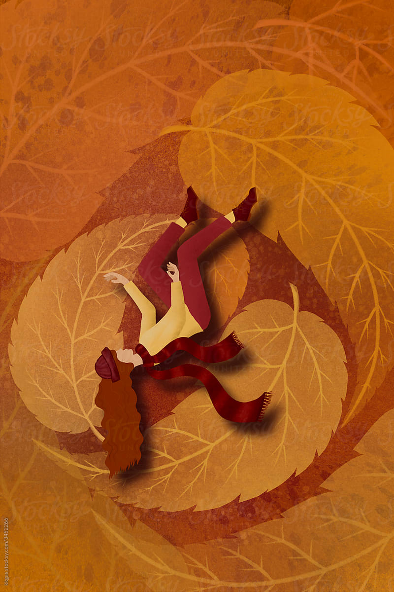 Woman falls into Autumn