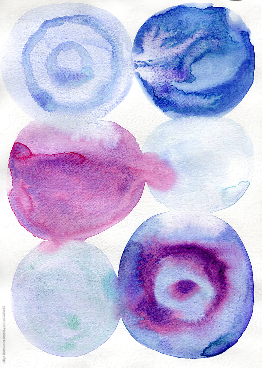 Blue and violet watercolor circles