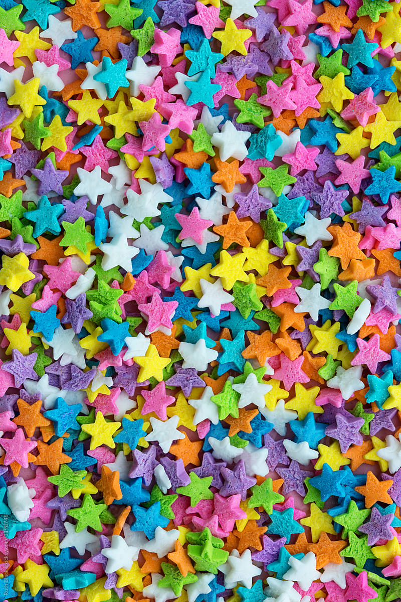 Colorful star shaped cake sprinkles