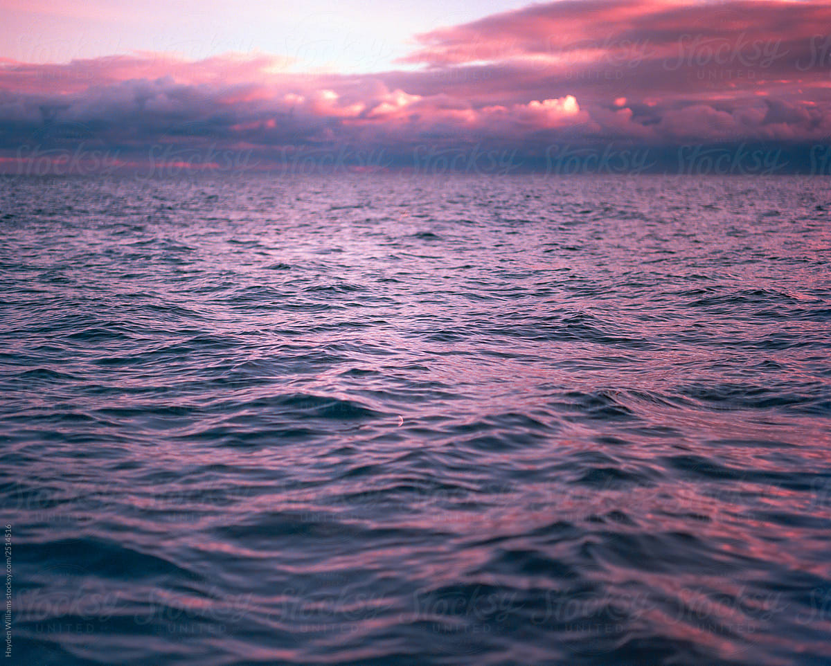 Ocean water at red sunset