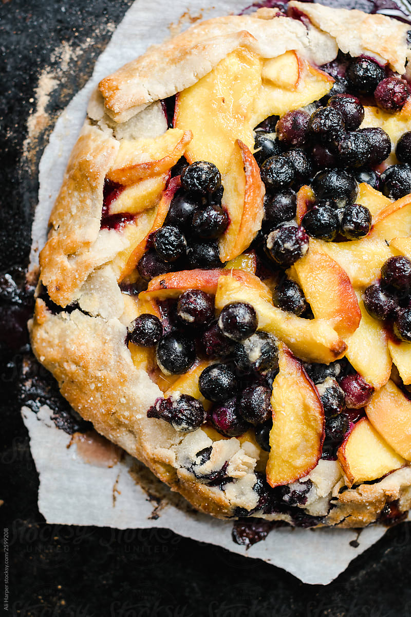 Blueberry and peach galette