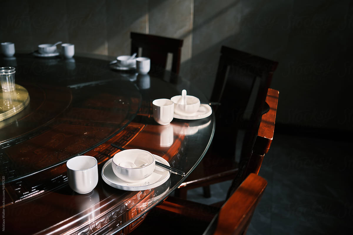 Still Life Of Traditional Restaurant Table In Anhui, China.