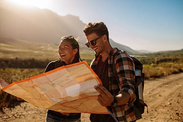 Young Man And Woman Taking Selfie On Country Hike by Stocksy Contributor  Jacob Lund - Stocksy