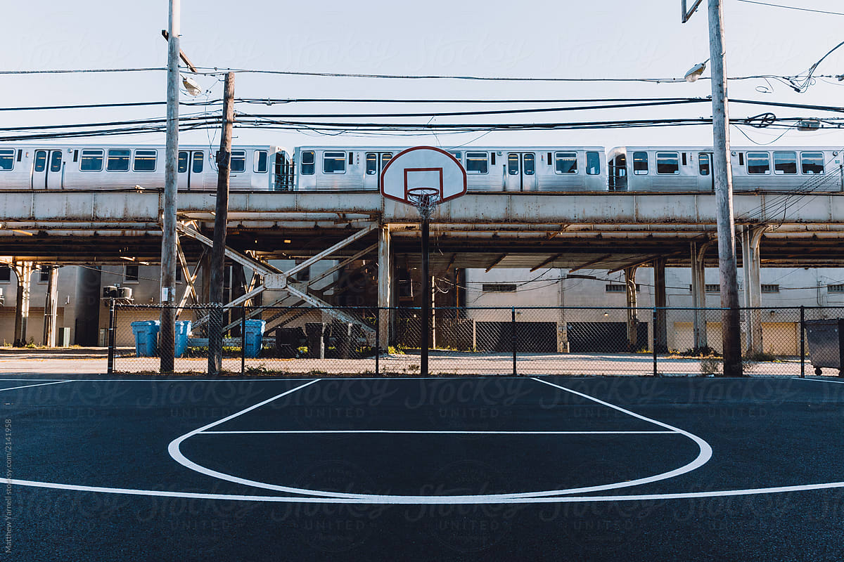 Chicago L Train Flying Over Basketball Court