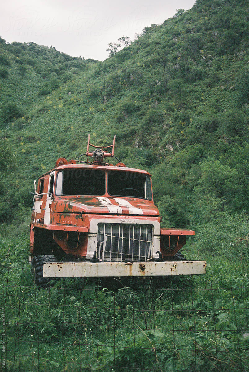 Fire truck in the mountains