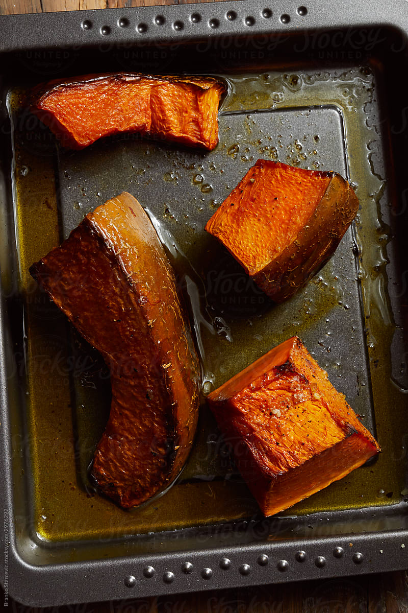 Pumpkin baked in the oven.