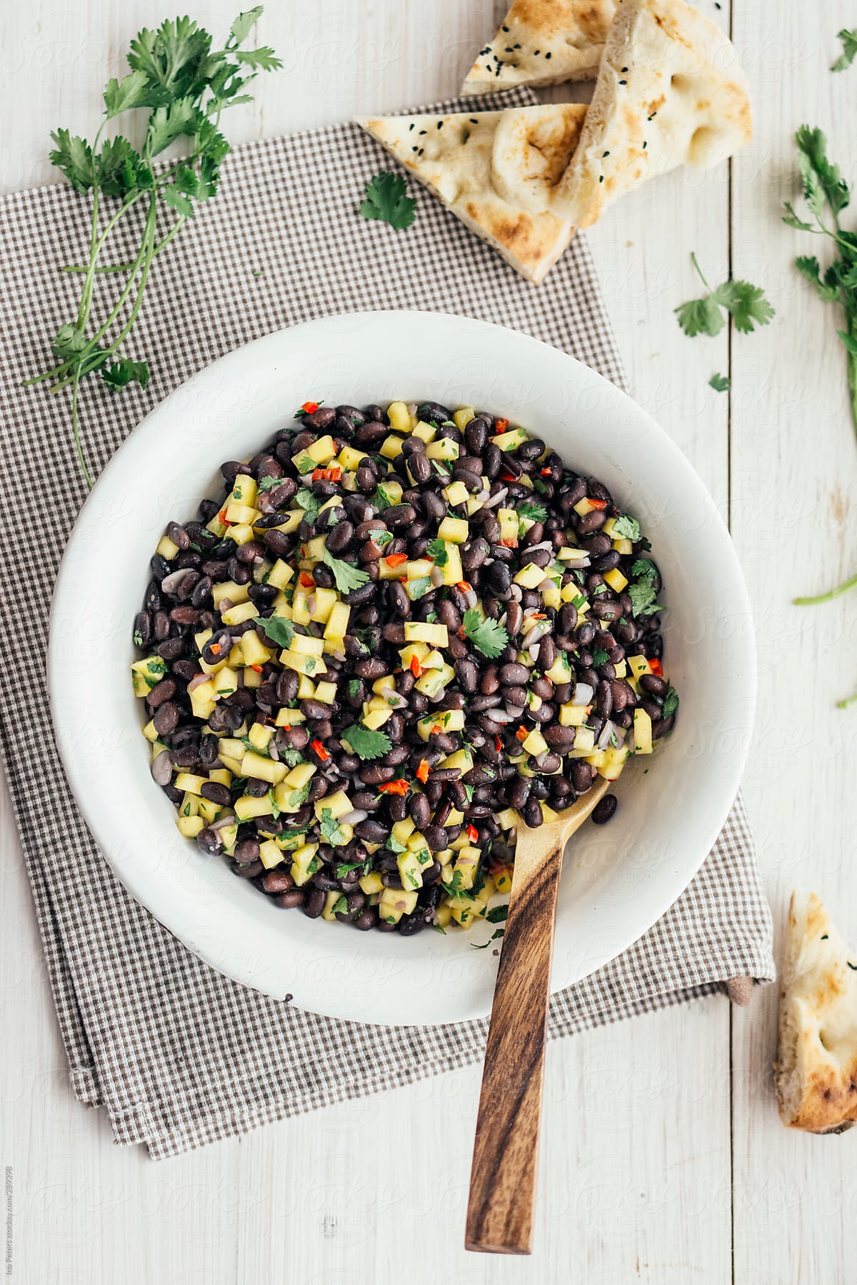 Food: Black Beans Salad with Mango, Chili and Cilantro