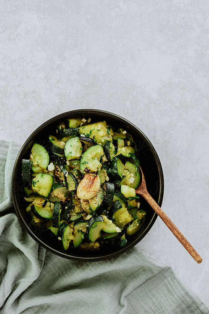 bowl of zucchini cooked