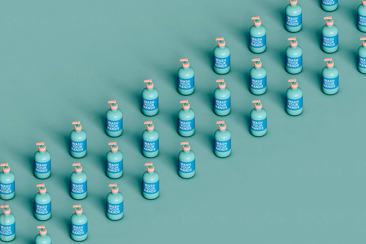 rows of many soap bottles
