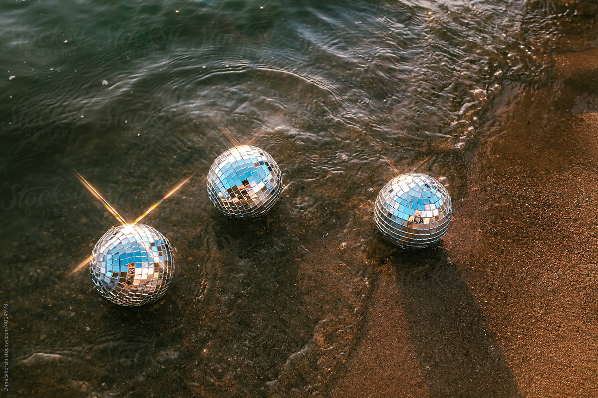 Disco ball in the water.
