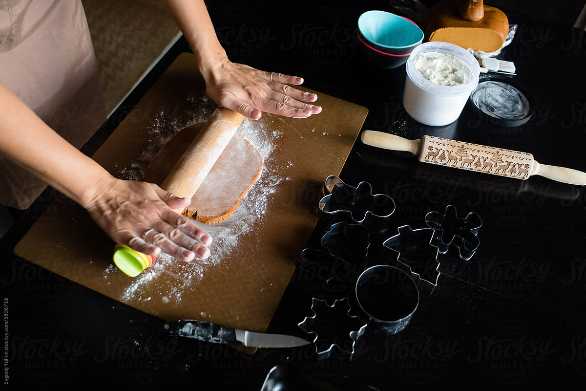Rolling out the gingerbread dough