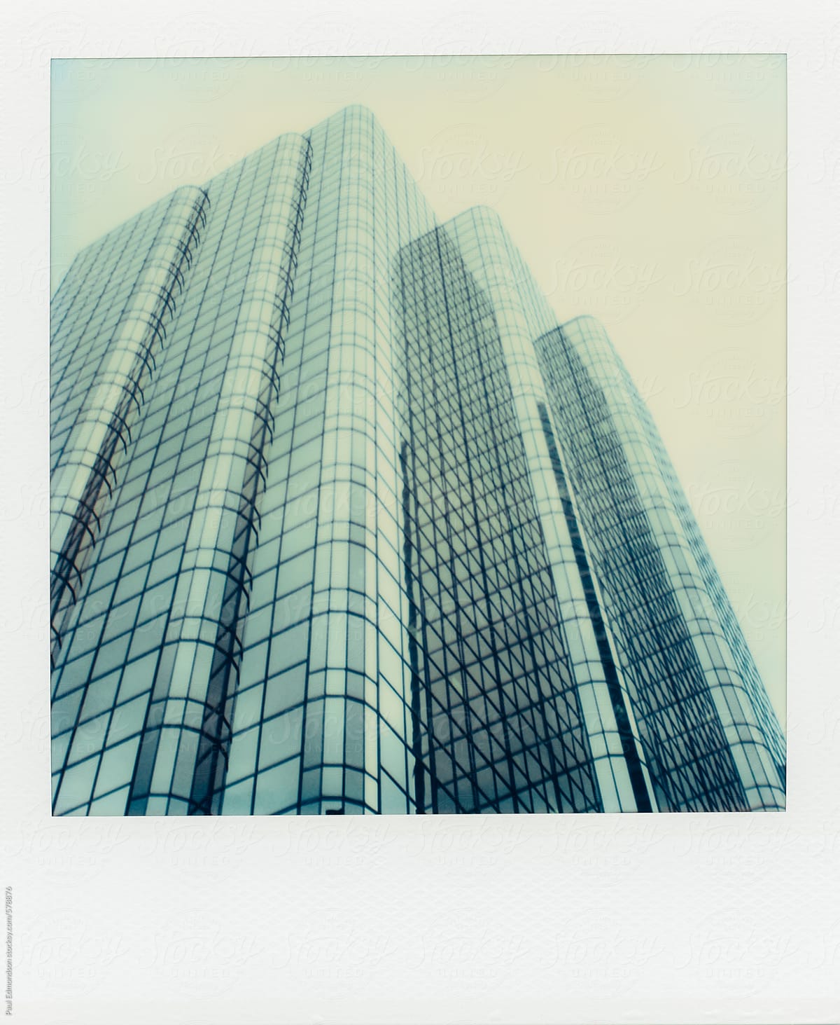 Exterior of modern office building (Polaroid SX-70 print)