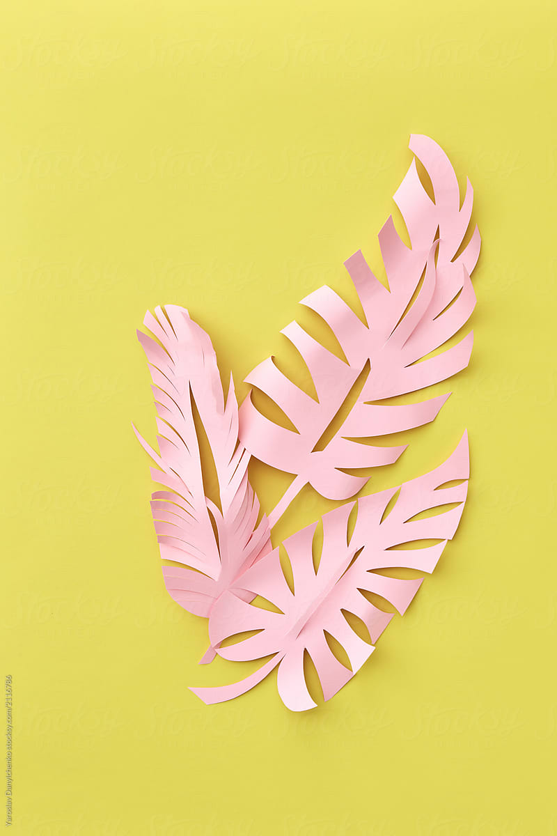 Exotic tropical handcraft leaf application made from colored pap