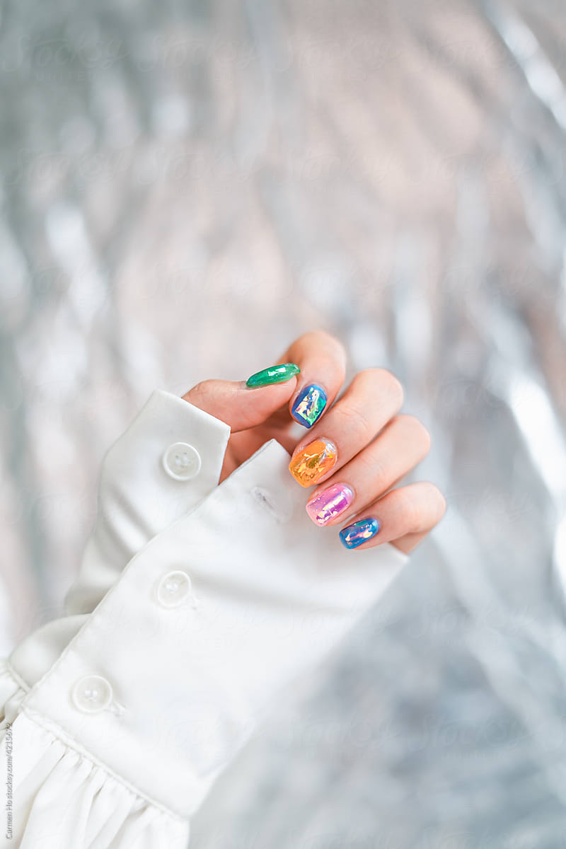 Rainbow glass candy Manicure